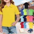 thumbnail image 1 of Mfakffe Toddler Girls Polo Shirts Back To School Short Sleeve School Uniform Summer Casual T Shirts Vacation Collared Top (Yellow, 9-10 Years), 1 of 5