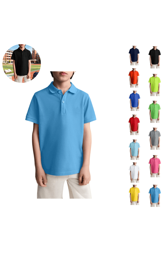 Toddler Girls Polo Shirts Summer Back To School School Uniform Short Sleeve Versatile Tshirts Casual Lapel Collar Tshirt (Light Blue,4-5 Years)