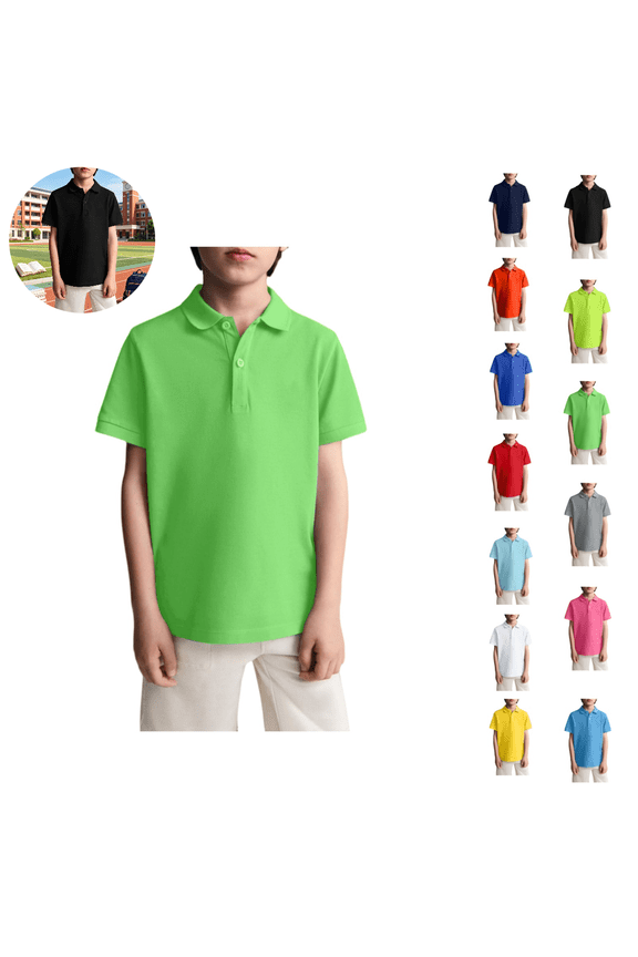 Toddler Girls Polo Shirts Summer Back To School School Uniform Short Sleeve Versatile Tshirts Casual Lapel Collar Tshirt (Green,4-5 Years)
