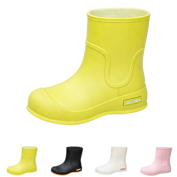Mfakffe Unisex Short Rain Boots Lightweight Waterproof Garden Boots Non-Slip Stylish Mid Heel rubber Ankle Booties with Comfy Insoles