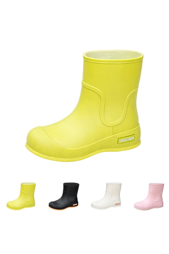 Unisex Short Rain Boots Lightweight Waterproof Garden Boots Non-Slip Stylish Mid Heel rubber Ankle Booties with Comfy Insoles