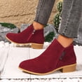 thumbnail image 1 of Mfakffe Womens Boots Side Zipper Low Stacked Block Heel Short Booties Classic Round Toe Casual Ankle Boots Fall Winter Daily Outfits, 1 of 5