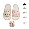 thumbnail image 1 of Mfakffe Womens Heart Embroidery Fuzzy Slide Slippers Thick Plush Open Toe Warm Indoor Footwear for Bedroom Daily Home Use, 1 of 2