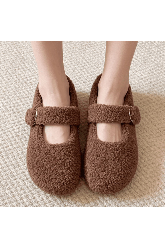 Womens Mary Jane Shoes Comfortable Ballet Flats 2026 Winter Versatile Dressy Shoes Coffee 7 Wide(EU:38)