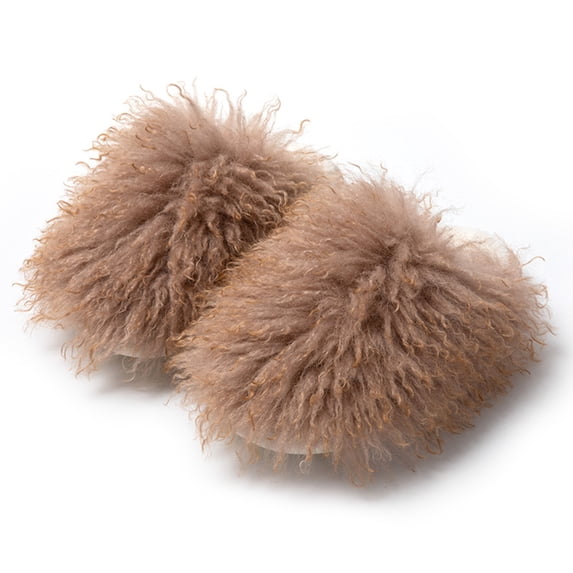 Mfakffe Womens Slippers Warm Fuzzy Soft Fashion Slippers Indoor Slip on Close Toe Comfortable Shoes Brown 5.5 Wide(EU:36)