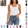 thumbnail image 1 of Mfakffe Womens Tank Tops with Built In Bras Casual Workout Sleeveless Racerback Shirts Comfy Yoga Camisole Tops Undershirt (White, 3XL), 1 of 5