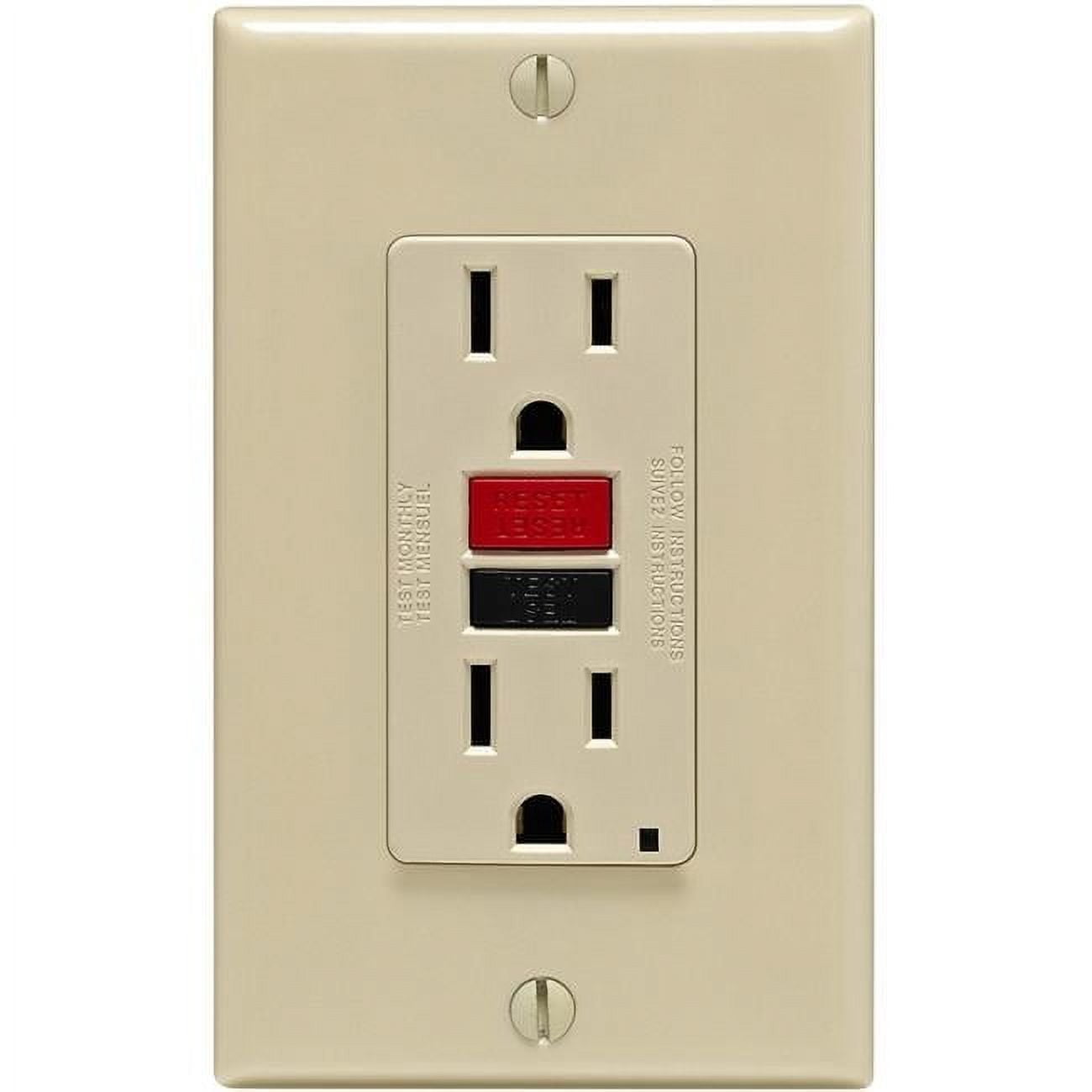 Mfg C21-GFNT1-RNI Self-Test 15A GFCI Outlet With Wall Plate, Ivory