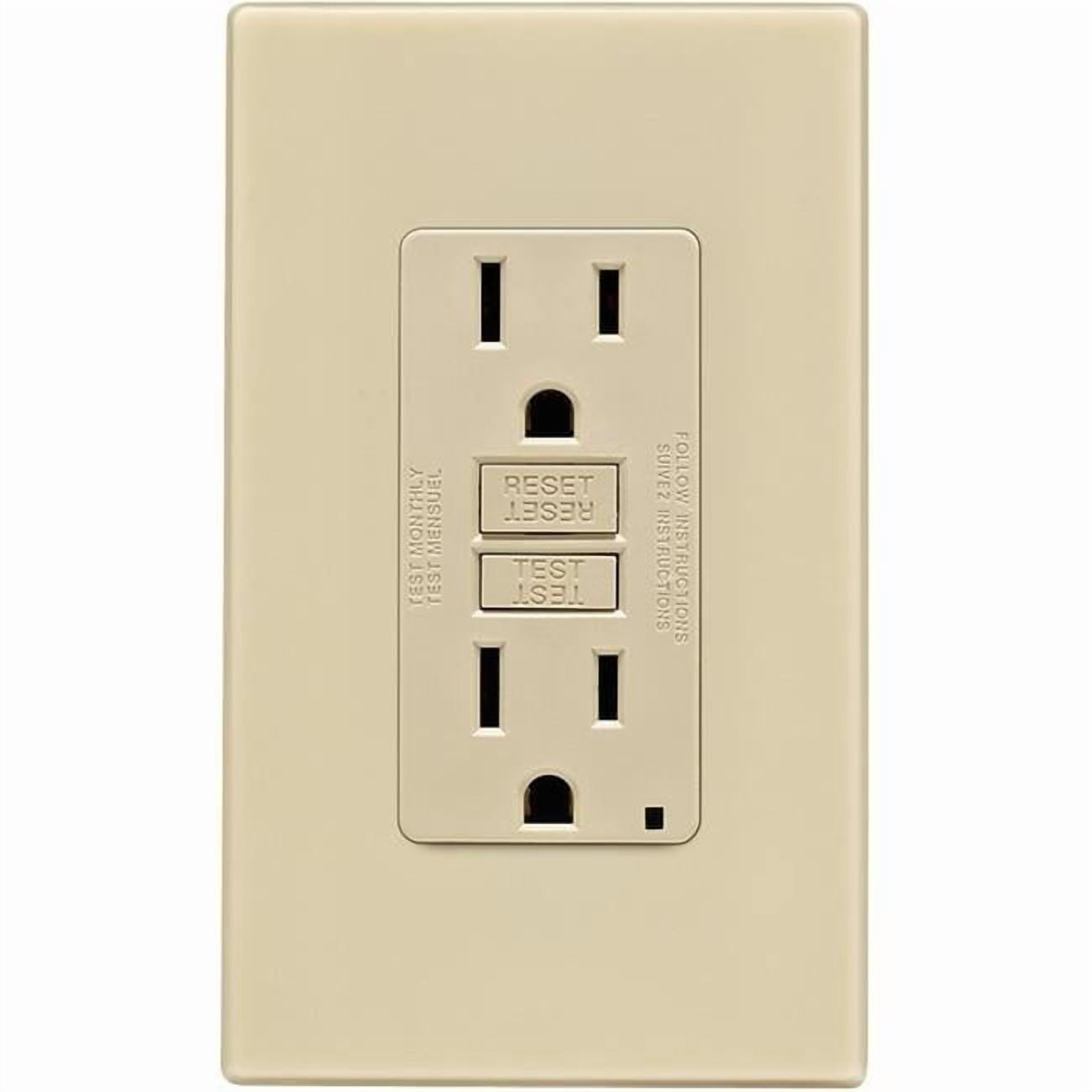 Mfg C31-GFNT1-0PI Self-Test 15A GFCI Outlet With Screwless Wall Plate, Ivory