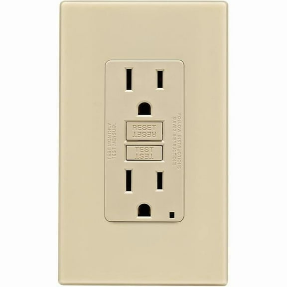 Mfg C31-GFNT1-0PI Self-Test 15A GFCI Outlet With Screwless Wall Plate, Ivory