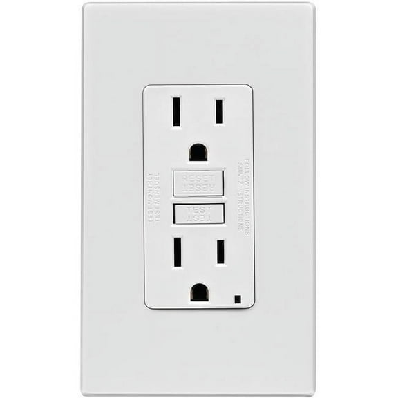 Mfg C32-GFNT1-0PW Self-Test 15A GFCI Outlet With Screwless Wall Plate, White