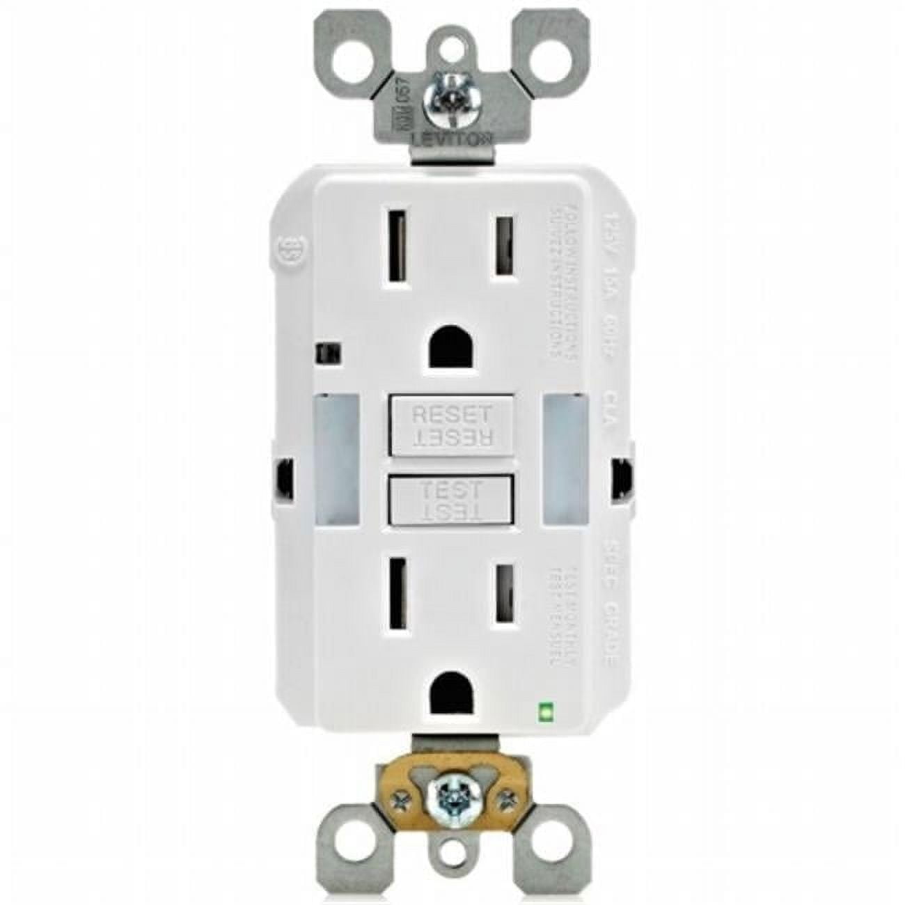 Mfg R02-GFNL1-00W Self-Test GFCI Guide Tamper Receptacle, White