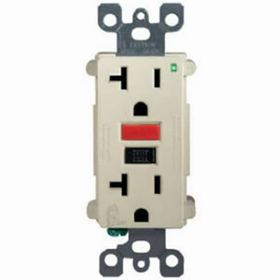Mfg R11-Gfnt2-0Ri Outlet GFCI Self Test Red & Black Button, 15A - Ivory