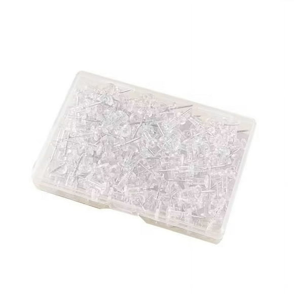 Mfigree 100 PCS Basics Push Pins, Standard Plastic Head Steel Point Clear Thumb Tacks for Wall, Clear Plastic Round Head for Bulletin Boards, Fabric Markers, Crafts and Office Organization