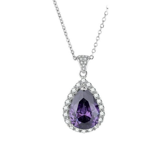 Mfigree 2024 Purple Zircon 8 Water Drop Necklace Women's Women's Collarbone Chain Jewelry