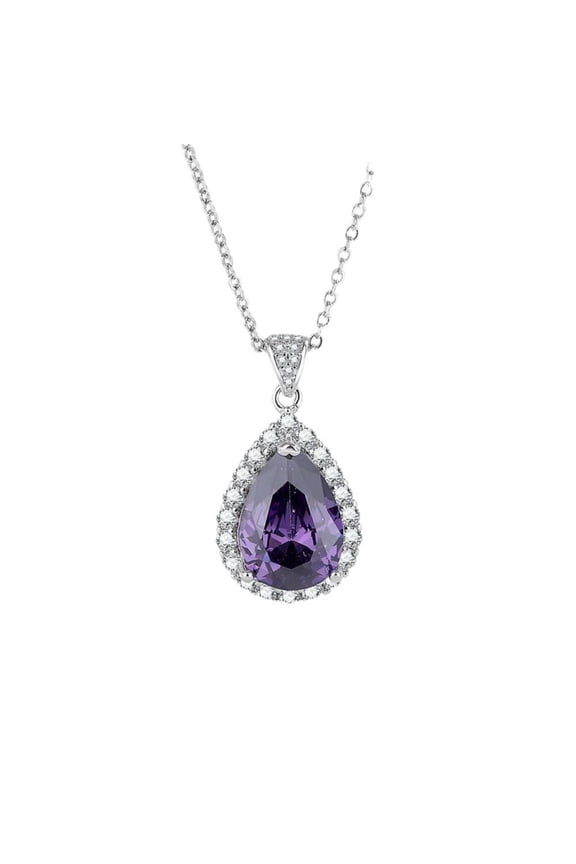 2024 Purple Zircon 8 Water Drop Necklace Women's Women's Collarbone Chain Jewelry