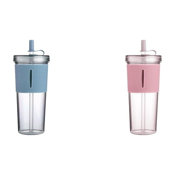 Mfigree 2PCS Acrylic Travel Tumbler with Lid and Premium Insulated Double Wall Plastic Reusable Cups Clear/ High Temperature Resistance for Beer, Iced Coffee, Tumbler Cup