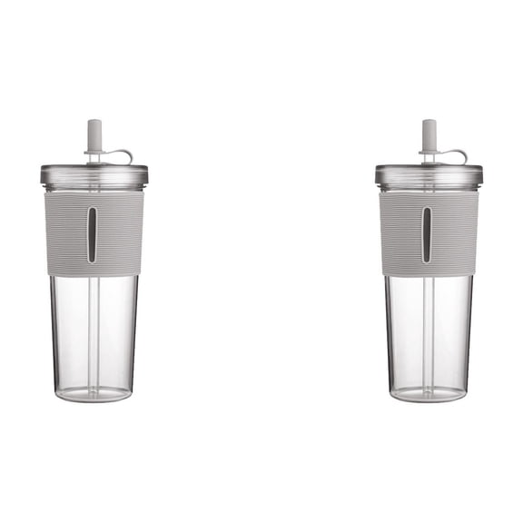 Mfigree 2PCS Acrylic Travel Tumbler with Lid and Premium Insulated Double Wall Plastic Reusable Cups Clear/ High Temperature Resistance for Beer, Iced Coffee, Tumbler Cup