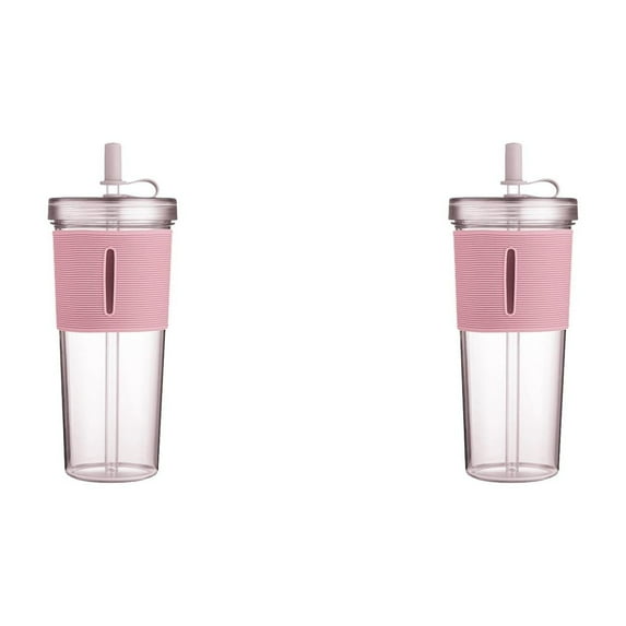 Mfigree 2PCS Acrylic Travel Tumbler with Lid and Premium Insulated Double Wall Plastic Reusable Cups Clear/ High Temperature Resistance for Beer, Iced Coffee, Tumbler Cup