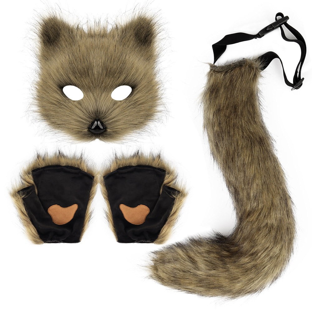 Spooktacular Creations Wolf Costume Set - Ears, Tail, Gloves & Collar For Cosplay & Halloween
