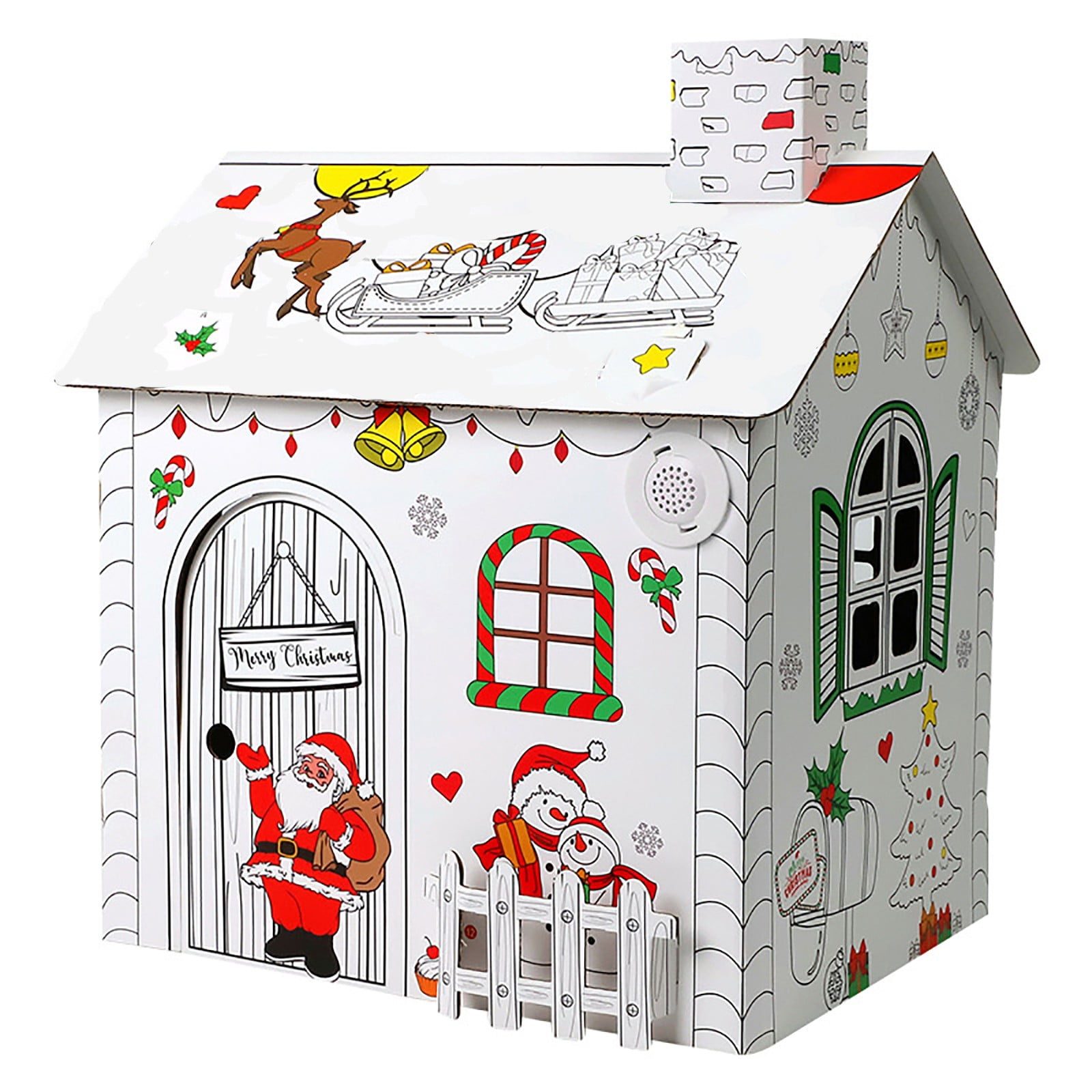 Mfigree Cute Christmas Playhouse Cardboard Coloring House Build & Color ...