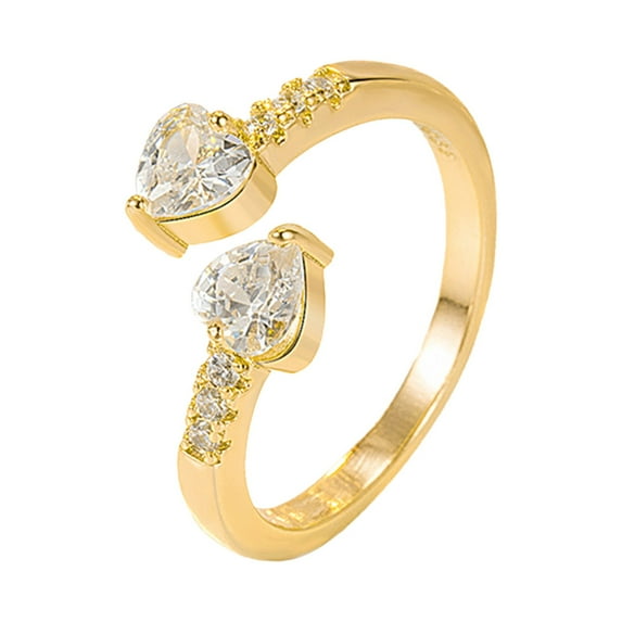 Mfigree Diamond Zirconia Heart Ring Female Open Rose Zirconia Ring Finger Ring Light Fashion Jewelry Statement Ring Set