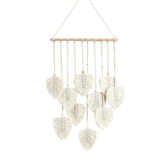 Mfigree Farmhouse Handmade Macrame Wall Hanging Leaves Large Boho Feather Tapestry Chic Yarn Woven Art Decor for Nursery Bedroom and Living Room for Indoor Boho Home Decor