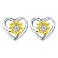 thumbnail image 1 of Mfigree Heart Shaped Earrings Sunflower Sunflower Two Color Earrings Temperament Hollow Design Earrings Teardrop Earrings for Women, 1 of 9