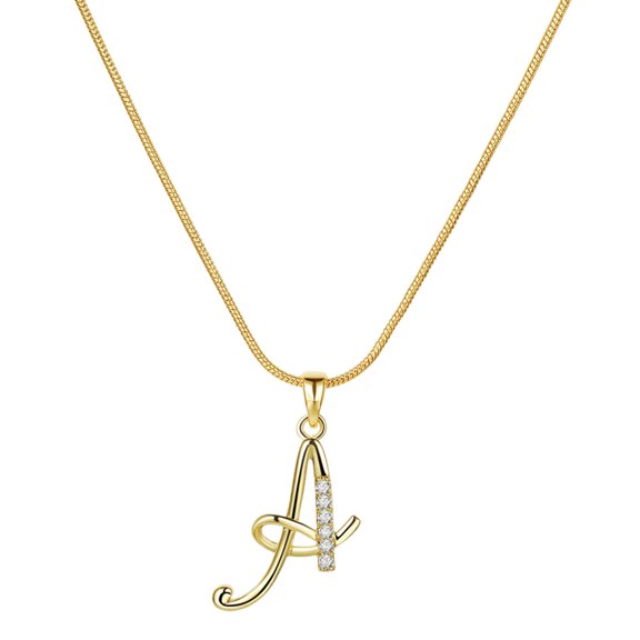 Mfigree Initial Rhinestone Necklace Gold Plated Initial Necklace A Z 26 Alphabet Letter Necklace For Women Jewelry Necklace