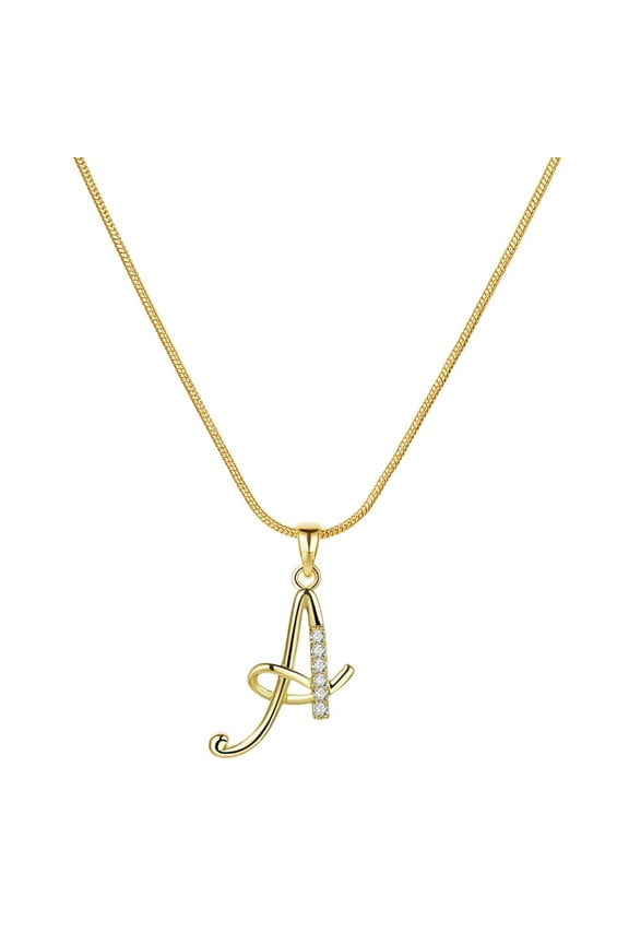 Initial Rhinestone Necklace Gold Plated Initial Necklace A Z 26 Alphabet Letter Necklace For Women Jewelry Necklace