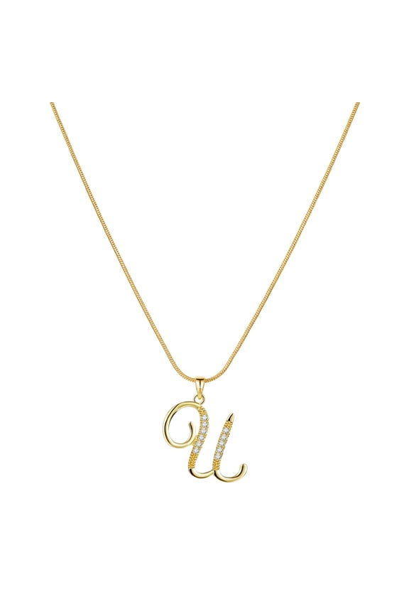 Initial Rhinestone Necklace Gold Plated Initial Necklace A Z 26 Alphabet Letter Necklace For Women Jewelry Necklace