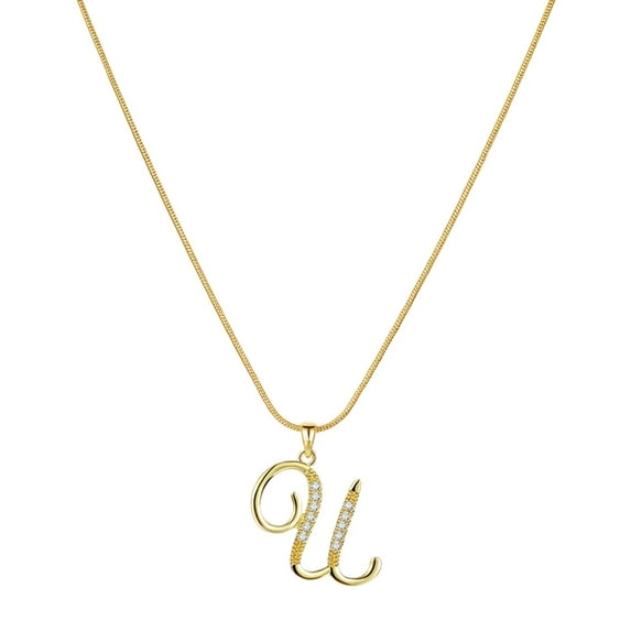 Mfigree Initial Rhinestone Necklace Gold Plated Initial Necklace A Z 26 Alphabet Letter Necklace For Women Jewelry Necklace