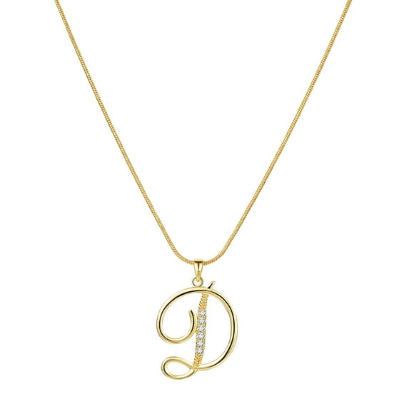 Mfigree Initial Rhinestone Necklace Gold Plated Initial Necklace A Z 26 Alphabet Letter Necklace For Women Jewelry Necklace