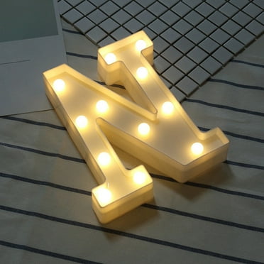 Mfigree LED Marquee Letters Lights Sign N, 26 Alphabet Light Up Letters, Warm White Led Letters for Bar Party Birthday Christmas Thanksgiving Home Wedding Décor