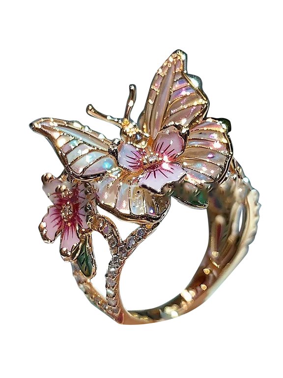 Promise Ring for Women Butterfly Language Butterfly Open Ring Design Sense Cold Wind Advanced Sense Design 17 Mile Rings