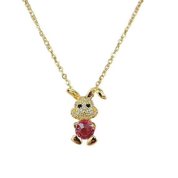 Mfigree Rabbit Pendant Necklace Cute Animal Rabbit Rhinestone Necklace For Mother's Day Women's Gift Initial Pearl Necklace