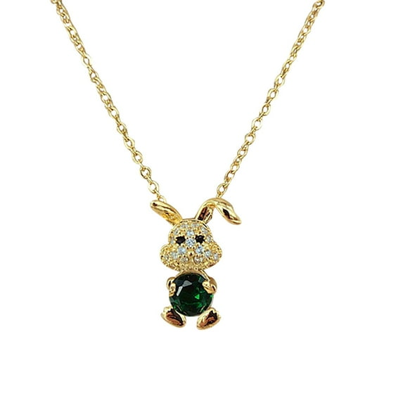 Mfigree Rabbit Pendant Necklace Cute Animal Rabbit Rhinestone Necklace For Mother's Day Women's Gift Initial Pearl Necklace