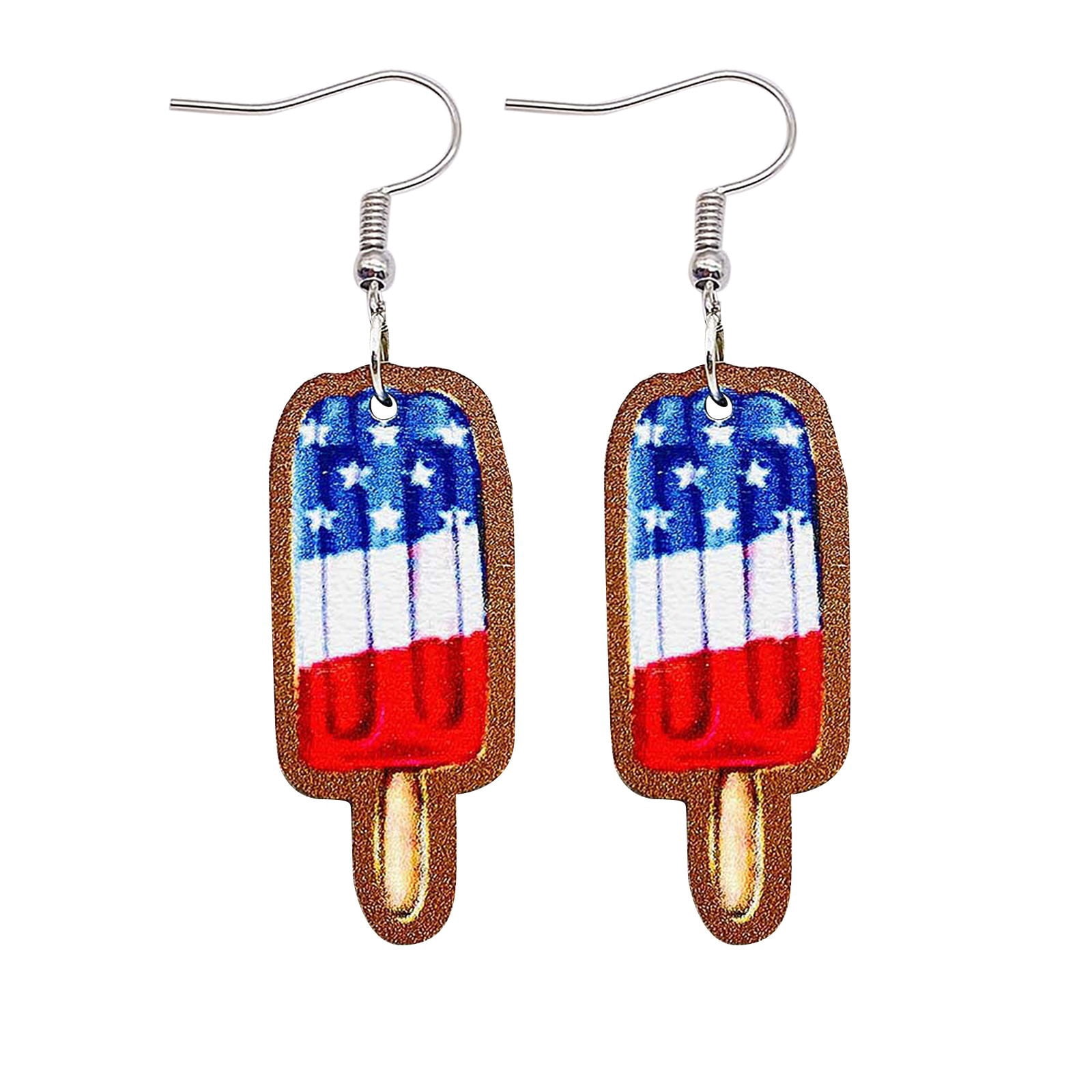 American Flag Earrings Studs Fourth Of July Earrings - Memorial Day Star Dangle 4th Of July Patriotic... American Flag Earrings For Women