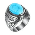 thumbnail image 1 of Mfigree Retro Jewelry Turquoise Stone Rings For Men Titanium Steel Inlaid Three Colors Ring Men Domineering Opal Ring Stainless Steal Rings, 1 of 6