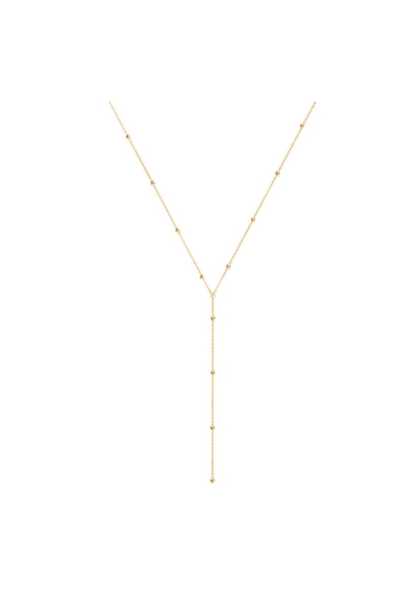 Round Bead Long Tassel Necklace For Women With Low Chest And Cool Collarbone Chain