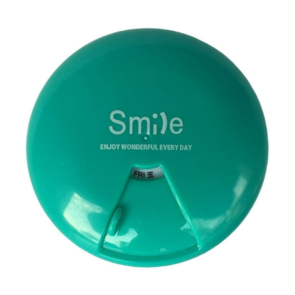 Mfigree Round Portable Pill Box, Medicine Planner, Small 7 Day Weekly Travel Container, Medication, Vitamin Holder, Pillbox Organizer, Pill Dispenser, Daily Sorter & Reminder