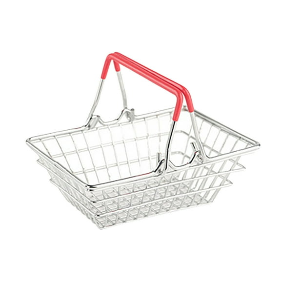 Mfigree Shopping Basket Mini Supermarket Cart Tiny Plastic Retail Shopping Baskets with Handles for Party Favors Ornament Red,Mini Shopping Cart Shopping Basket French Fries Chicken Nuggets Basket