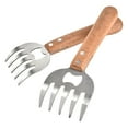thumbnail image 1 of Mfigree Stainless Steel Meat Shredder Claws with Long Wooden Handles for Pulled Pork, Turkey, Chicken - BBQ Tools for Shredding, Pulling, Handling, and Serving for Shredding Handing Carving Food, 1 of 4