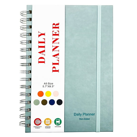 Mfigree Undated Daily Planner Undated Planner with Hourly Schedules Daily Organizer Notebooks for Work Planner for Men and to Do List Notebook for Time Management Elastic Closure
