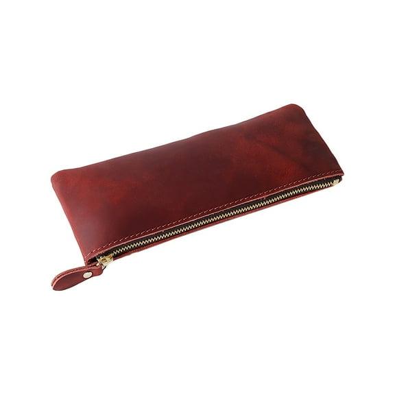 Mfigree Zippered Pen Pouch Leather Pencil Case Stationery Bag Makeup Bag Glasses Cases,Small Pencil Pouch Students Zipper Bag for Pens, Pencils, Markers