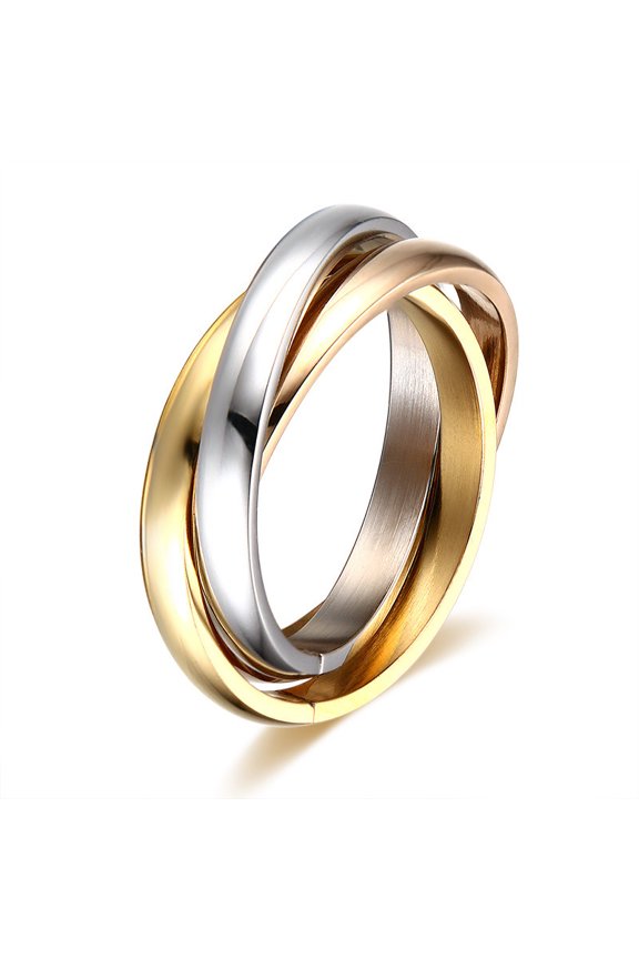 Three-in-One Three-Color Matte Titanium Steel Ring - Valentine's Day, Engagement, Christian, Birthday Jewelry, Gift with Box