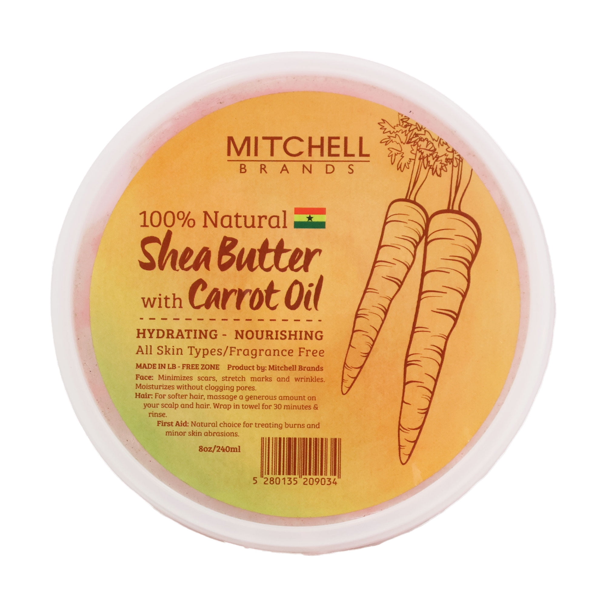 Mg 100 Natural Shea Butter With Carrot Oil, 8 Oz , Pack of 3