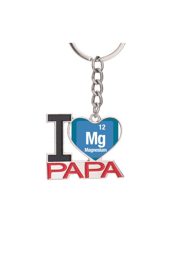 Mg Magnesium Checal Element chem Keychain Metal Keyring Holder Love PAPA Father
