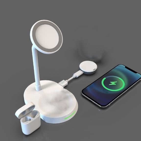 Mgaxud 15W Magnetic Wireless Charger - 3-in-1 Charging Station for Mobile Phone and Headset with USB Interface, Black