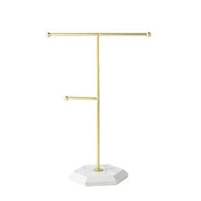 Mgaxud 2 Tiers Jewelry Organizer Stand Metal Jewelry Display Rack for Bracelets Necklaces Earrings Rings Watches Perfect for Home and Retail Use