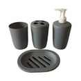 thumbnail image 1 of Mgaxud 4 Piece Bathroom Accessory Set - Soap Dispenser, Toothbrush, Tumbler, Soap Dish - Modern Beige Plastic Design, 1 of 6